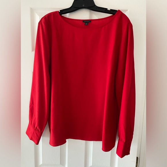 Ann Taylor Tops - Ann Taylor XL Red Scoop Neck Blouse along Sleeves. Like New condition